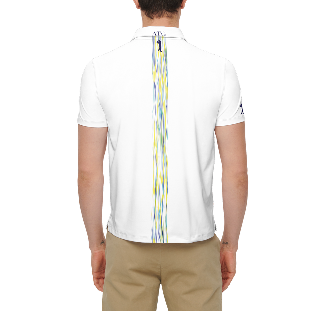 ATG white summer splash Men’s Slim Fit Short-Sleeve Polo Shirt